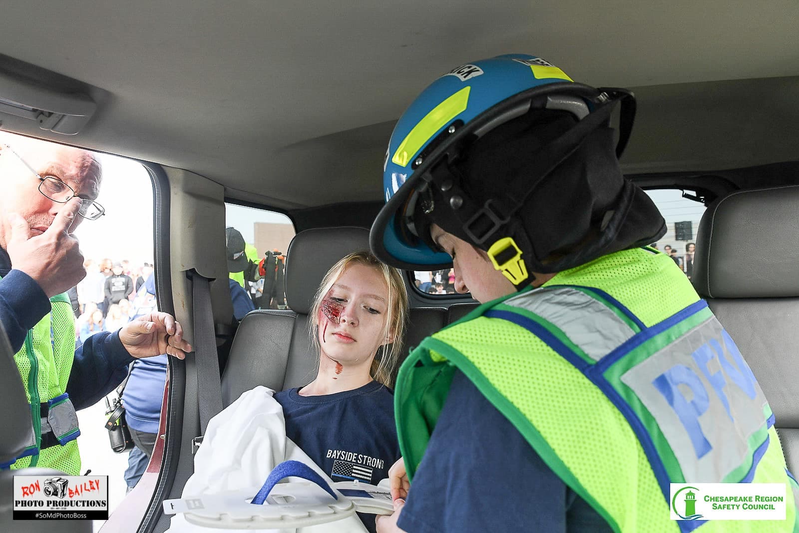 Mock-crash demonstration at Calvert High School